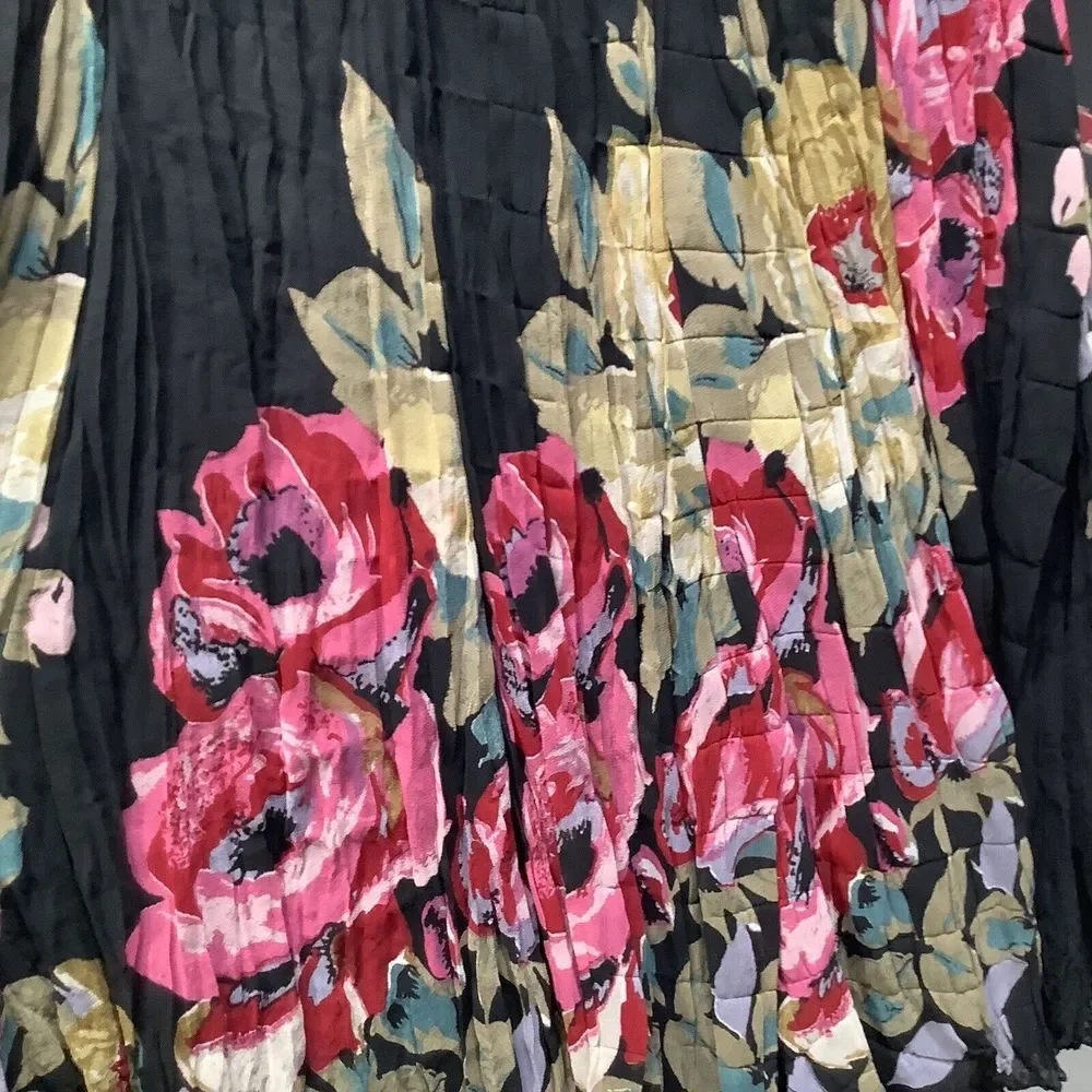 ANU Skirt with Scarf Wrap Black Rose Floral‎ Elastic Waist 2 Layer Boho Lace NWT